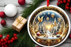 Round Christmas Ornament Sublimation|Clipart Product Image 1