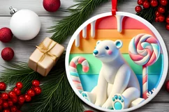 Round Christmas Ornament Sublimation|Clipart Product Image 1