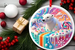 Round Christmas Ornament Sublimation|Clipart Product Image 1