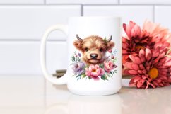 Cute Baby Highland Cow Peonies Floral Frame | Sublimation | Product Image 2