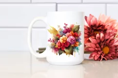 Vibrant Abstract Bouquet with Gold Foil | Sublimation Product Image 2