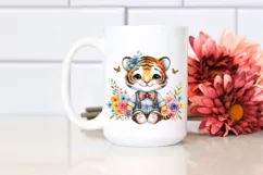 Smiling Baby Tiger with Whimsical Flowers | Sublimation | Product Image 2