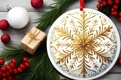 Round Christmas Ornament Sublimation|Clipart Product Image 2