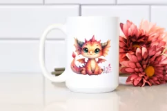 Cute Watercolor Baby Dragon Smiling Sitting | Sublimation Product Image 2