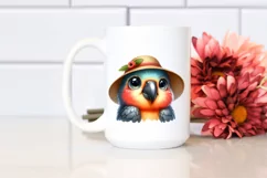 Watercolor Funny Parrot Sun Hat | Sublimation Clipart Product Image 2