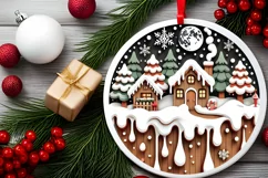 Round Christmas Ornament Sublimation|Clipart Product Image 1