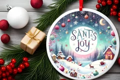 Christmas Santa Round Sticker Sublimation PNG Product Image 2