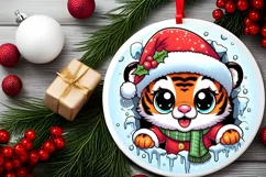Round Christmas Ornament Sublimation|Clipart Product Image 2