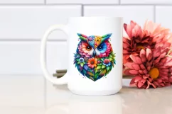 Vibrant Owl with 3D Flowers PNG Product Image 2