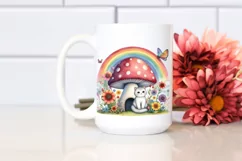 Illustration of Cat House with Large Mushroom and Colorful Product Image 2