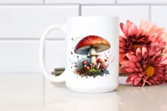 Detailed Mushroom with Watercolor Splash PNG Product Image 2