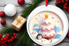 Round Christmas Ornament Sublimation|Clipart Product Image 1