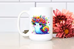 Cute Cartoon Snail with Flower Crown PNG Product Image 2