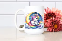 Baby Unicorn Smiling Moon | Sublimation | Clipart Product Image 2