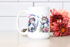 Baby Unicorn Smiling Moon | Sublimation | Clipart Product Image 2