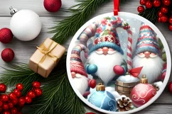 snow,winter gnomes round sticker sublimation png Product Image 2