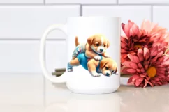 Baby Dog Playing Wrestling | Clipart Product Image 2