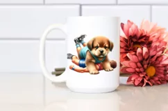 Baby Dog Playing Wrestling | Clipart Product Image 2