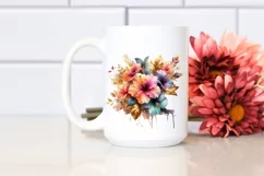 Colorful Whimsical Baby Hibiscus Bouquet | Sublimation Product Image 2