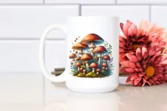 Detailed Mushroom with Watercolor Splash PNG Product Image 2