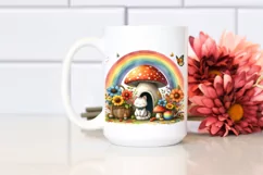 Colorful Autumn Cat House with Mushroom | Sublimation | Product Image 2