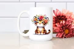 Vibrant Tiger with Flower Crown | Sublimation | Clipart Product Image 2