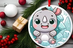 Round Christmas Ornament Sublimation|Clipart Product Image 1