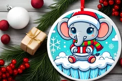 Round Christmas Ornament Sublimation|Clipart Product Image 1