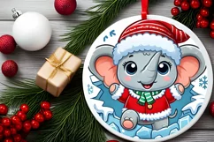 Round Christmas Ornament Sublimation|Clipart Product Image 1