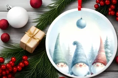 Winter Gnomes Round Sticker Sublimation PNG Product Image 2