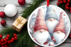 Winter Gnomes Round Sticker Sublimation PNG Product Image 2