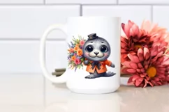 Baby Seal Halloween Flower Bouquet | Clipart Product Image 2