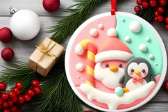 Round Christmas Ornament Sublimation|Clipart Product Image 2