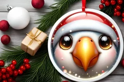 Shiny Parrot Face Round Ornament Sublimation PNG Product Image 2