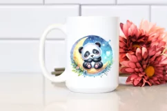 Colorful Baby Panda Sleeping on Moon | Clipart Product Image 2