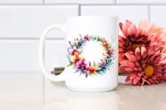 Vibrant Orchid Abstract Wreath | Sublimation Clipart Product Image 2