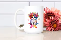 Vibrant Flower Crown Kitten, PNG Product Image 2