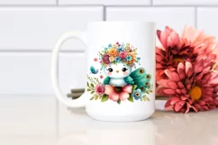Vibrant Peacock with Flower Crown | Sublimation | Clipart Product Image 2