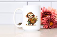 Colorful Baby Monkey Carrying Basket | Sublimation | Clipart Product Image 2