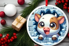 Round Christmas Ornament Sublimation|Clipart Product Image 2
