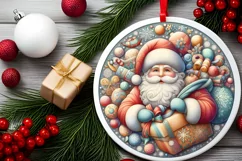 Round Christmas Ornament Sublimation|Clipart Product Image 2