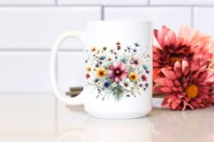Centered Bold Watercolor Wildflowers | Sublimation Clipart Product Image 2