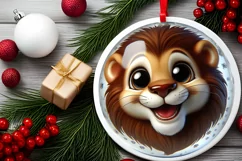 Shiny Lion Face Round Ornament Sublimation PNG Product Image 2