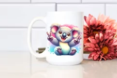Whimsical Cute Koala Victory Sign Watercolor Clipart Product Image 2