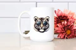 Funny Cute Tiger Sunglasses Portrait Watercolor Clipart Product Image 2