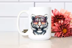 Funny Cute Tiger Sunglasses Portrait Watercolor Clipart Product Image 2