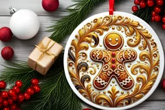 Round Christmas Ornament Sublimation|Clipart Product Image 1