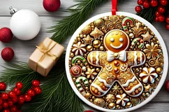 Round Christmas Ornament Sublimation|Clipart Product Image 1