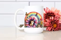 Illustration of Cat House with Large Flower and Colorful Product Image 2