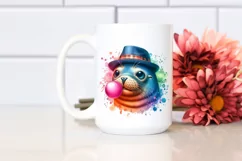 Colorful Quirky Seal,Watercolor Clipart Product Image 2